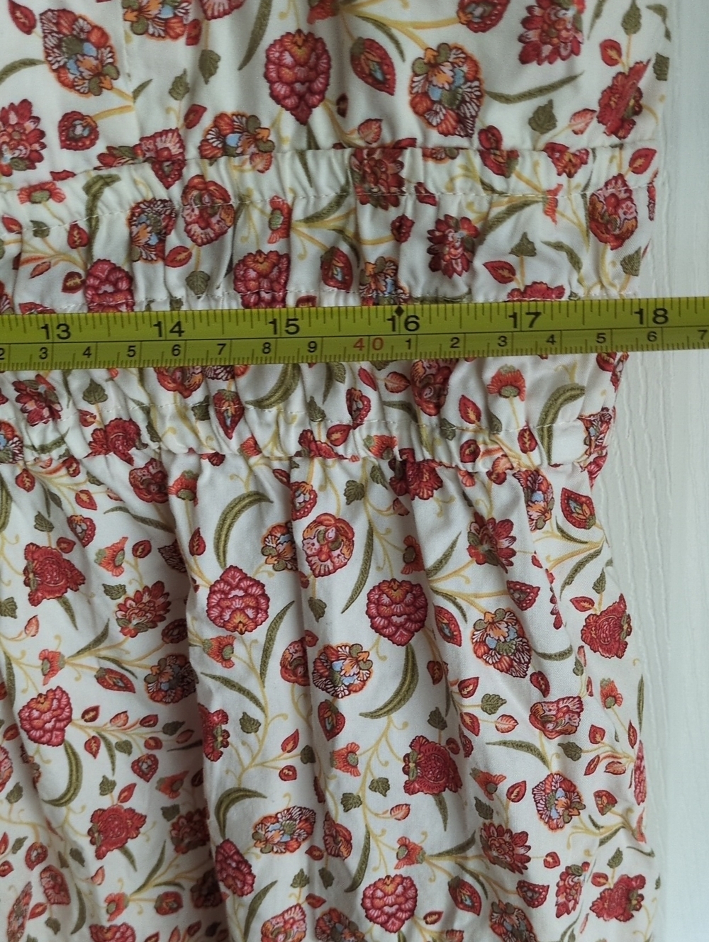Boho Midi Sundress with Red Floral Indian Print XL - Picture 8 of 10